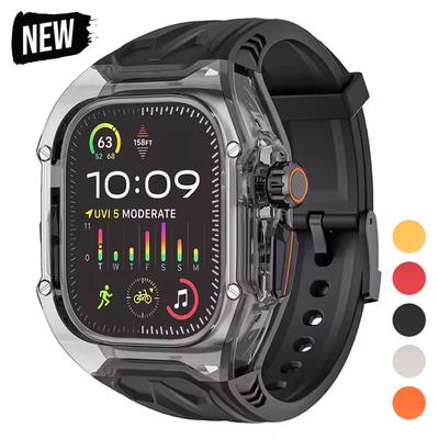 Прозрачный набор для модификации для Apple Watch Series11 46 мм ремешок 45 мм 41 мм чехол для IWatch Series 10 9 8 7 44 мм 40 мм 654SE резиновый ремешок переоборудование мод