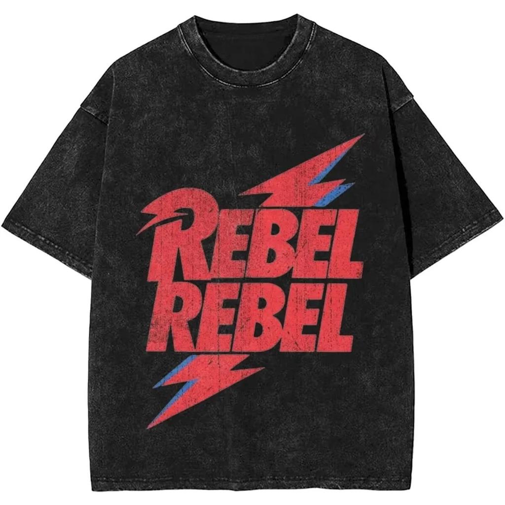 From The s Vintage Washed Graphic Print T Shirt Davids Bowied Vintage Cotton TShirts O Neck Leisure Tees Oversized Clothes