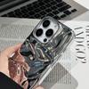 Роскошный серебристый гальванизированный 3D-чехол с текстурой морщин для iPhone 17 16 15 14 13 11 12 Pro Max 17Air, фиолетовый, с текстурой водяных рябей, мягкая крышка