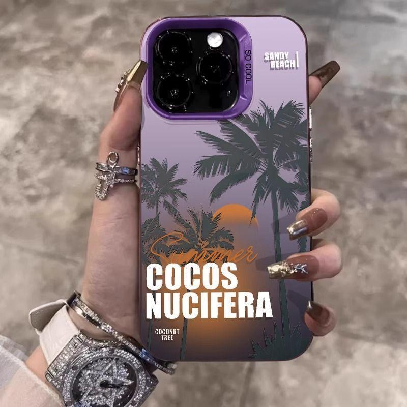 Островная кокосовая пальма iPhone 15 Pro Max Apple 14 13 12 11 XR XS Max Ударопрочный серебристый чехол для телефона 8 Plus