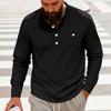 Мужская плотная свободная рубашка-henley с воротником-стойкой, длинным рукавом, в ретро-стиле, для высокой моды.