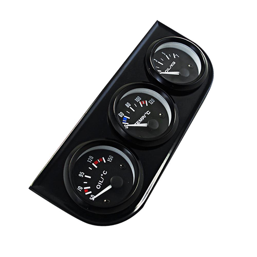12V Universal 52mm Triple Kit Oil Temp Water Temp Temperature Oil Pressure Sensor Car Meter