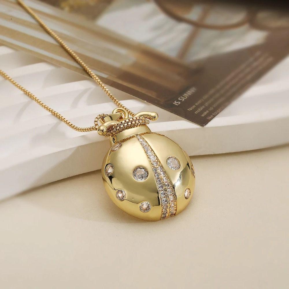 Elegant Gold Color Necklaces Lightweight Fashion Jewelry New Ladybug Pendant Women