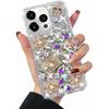 Совместимый с чехлом для iPhone 16 Pro Max Милый Блестящий 3D Стразы Алмаз для Женщин Девочек Кристальный Девочковый Ручная Работа Цветок Камень Модный Роскошный