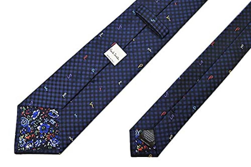Paul Smith Silk Tie Blade Eps21w007 NAVY Men's Logo/Checked (8cm Width) GLU3-47