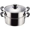 2-Tier Steamer, 26cm, with Glass Lid, Induction Compatible, Stainless Steel, NEW Danran (H-5875)
