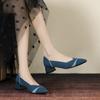 Новые толстые каблуки, соответствующие цвету, заостренные плетеные женские туфли, удобные легкие удобные повседневные универсальные одинарные туфли, летающие плетеные женские туфли
