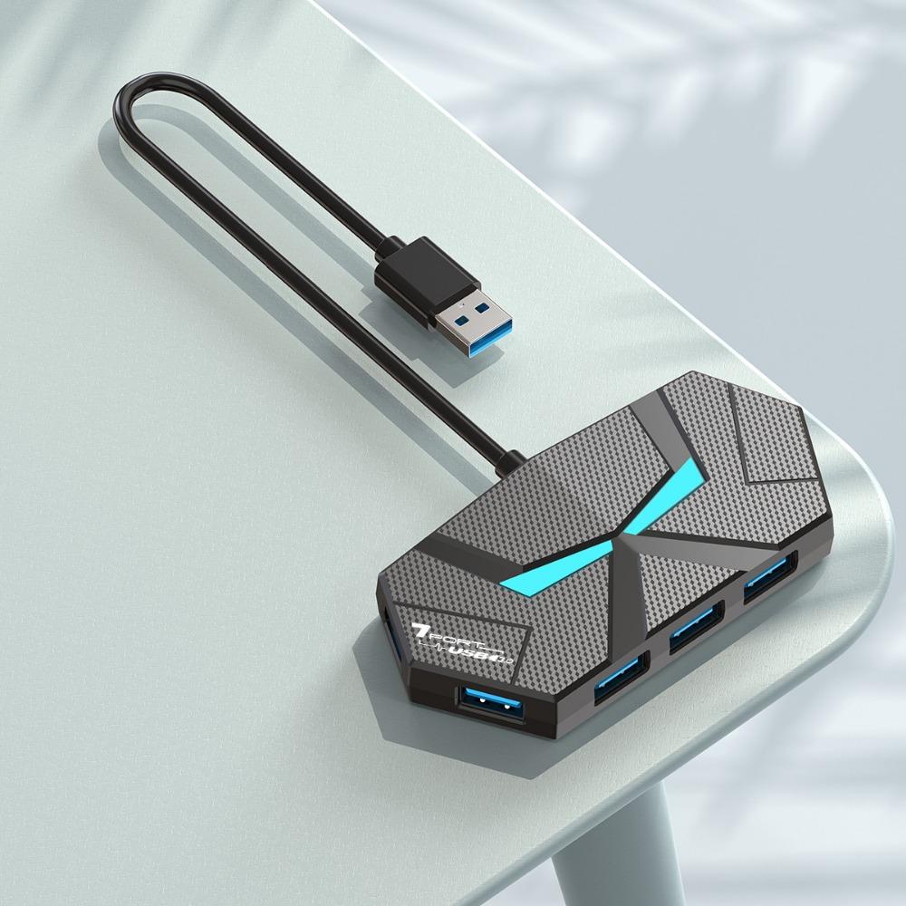 7-портовый USB 3.0 концентратор высокоскоростная передача данных ноутбук ПК многофункциональный расширитель док-станция для внешних устройств
