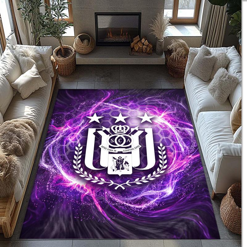 Anderlecht FC Soccer Football Pattern Soft Area Rug Non Slip Indoor Floor Carpet Sports Decor Mat for Bedroom