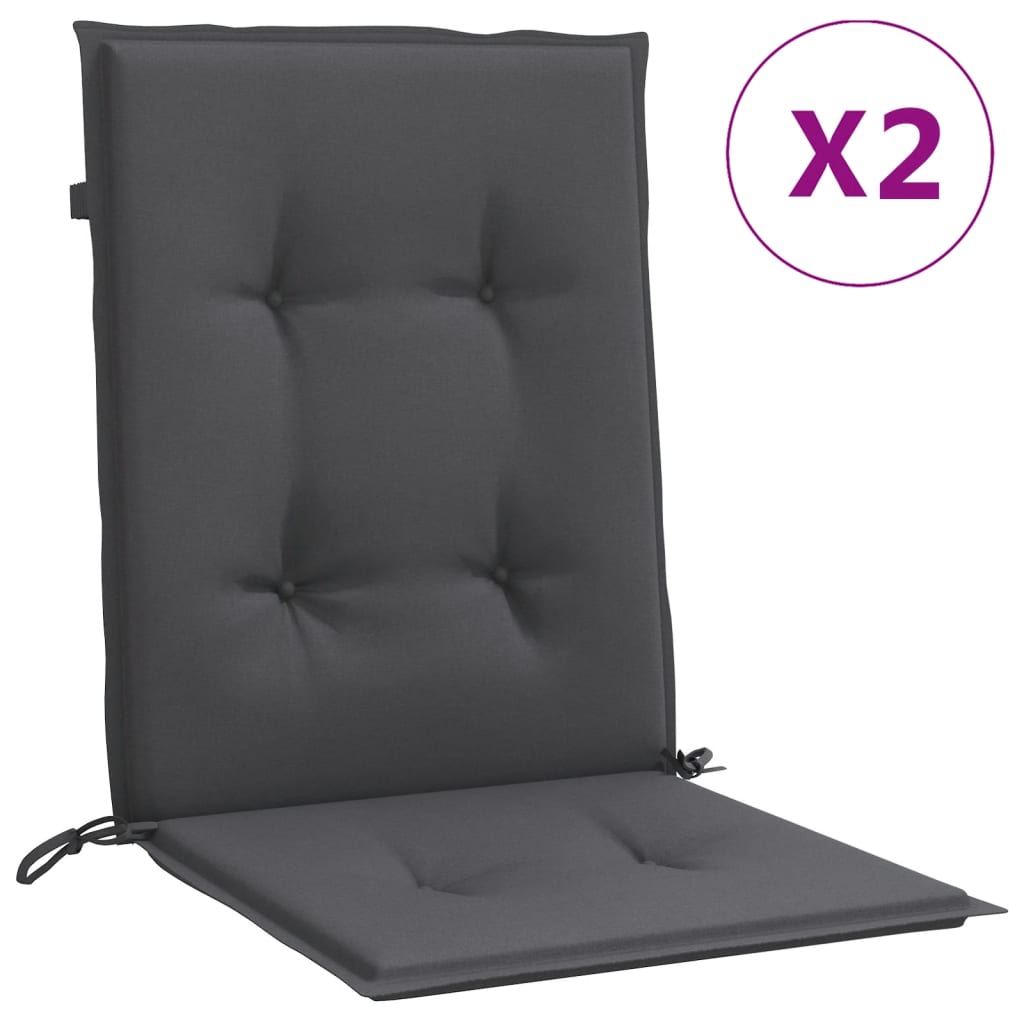 Low back chair cushions 2 pcs Melange anthracite 100 x 50 x 4 cm fabric