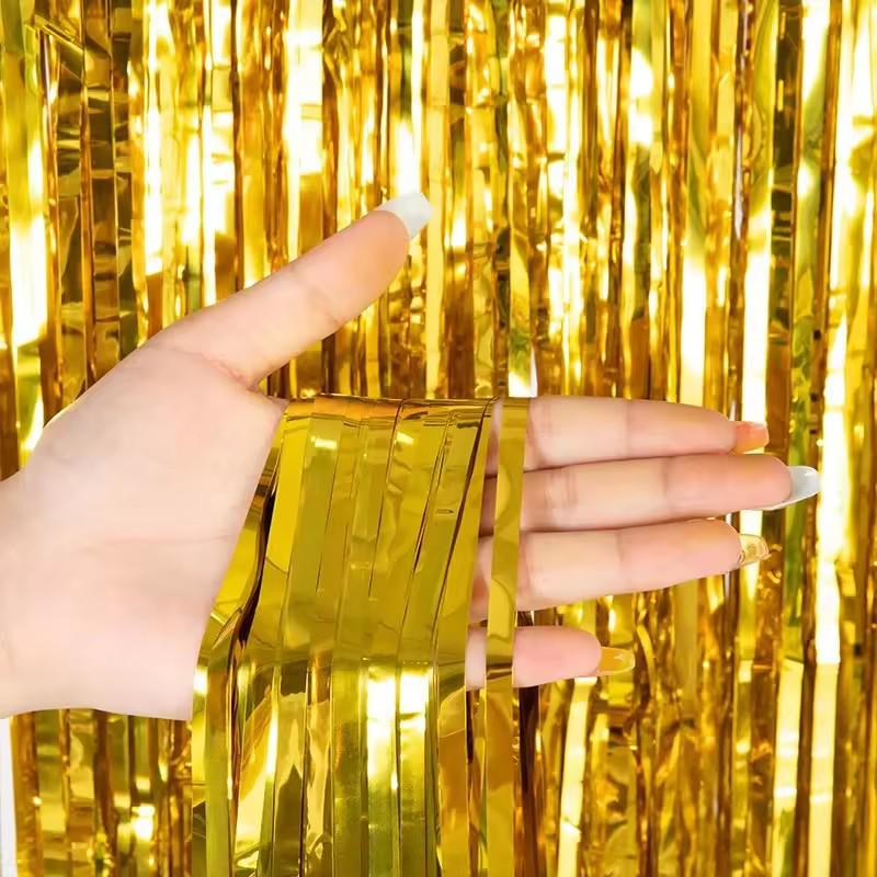 Цветная мишурная штора для вечеринок - 1x2м Декорация для дня рождения, свадьбы и мероприятий, с кисточками