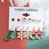6Pairs/Set Christmas Earrings Festive Enamel Geometric Shiny Electroplating Decoration Jewelry Gifts Xmas Tree Elk