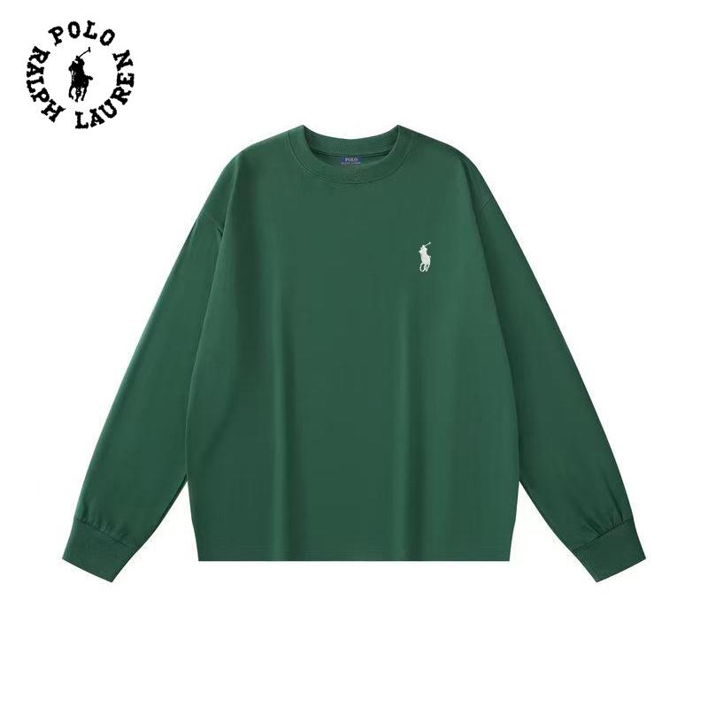 Polo Ralph Lauren Вышивка Весна и Осень Новая Высококачественная Хлопковая Футболка с Длинным Рукавом для Мужчин и Женщин