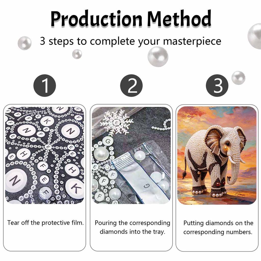 Набор для рисования жемчугом DIY Безрамный холст со слоном Блестящее искусство из бусин Творческое рукоделие для декора спальни гостиной