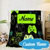 Custom Name Neon Game Controller Blanket bed sofa Blanket Flannel Blanket for Camping, Hiking, Picnic Essentials,gift for Fan family