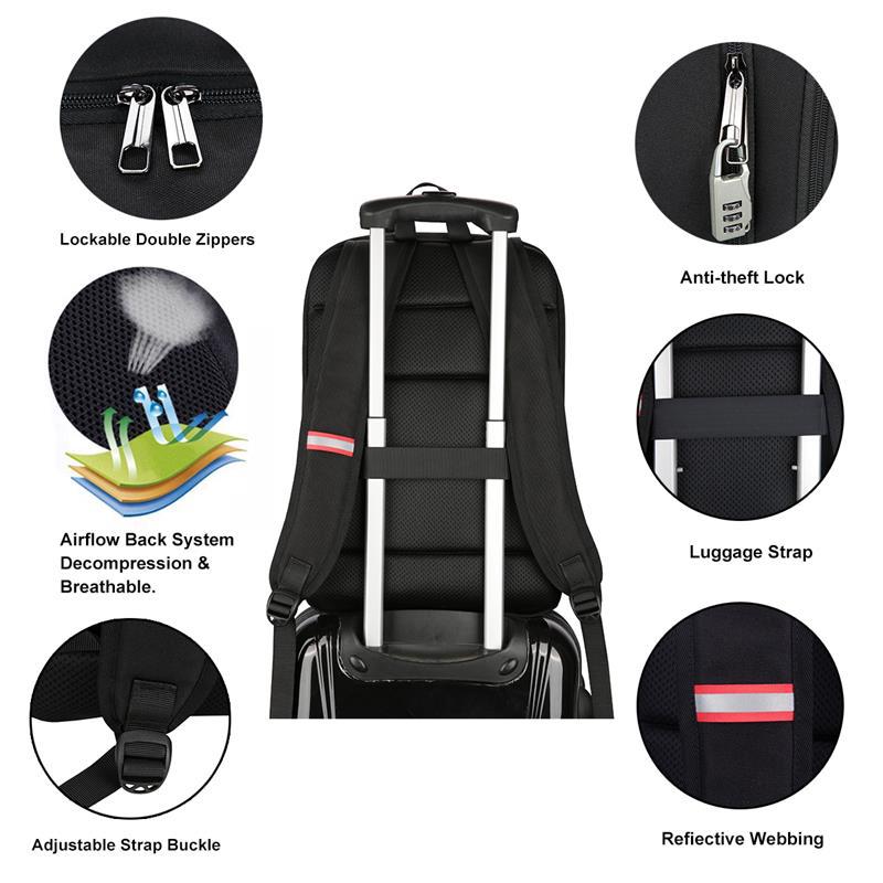 Classic Laptop Backpack Men USB Charging 15.6 Inch Computer Travel Backpack Men Large Capacity Business Bag School
