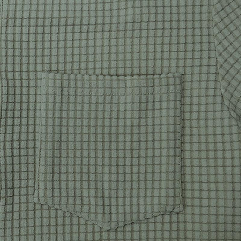 Мужская летняя вафельная однотонная рубашка на одной пуговице с отложным воротником