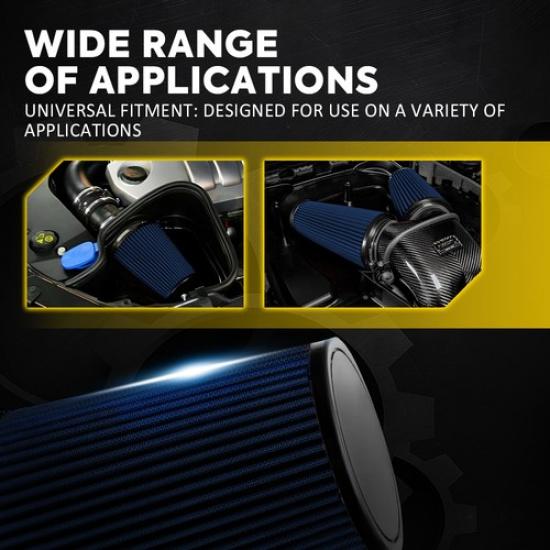 4" Truck Long Performance High Flow Cold Air Intake Cone Dry Filter Blue EXV