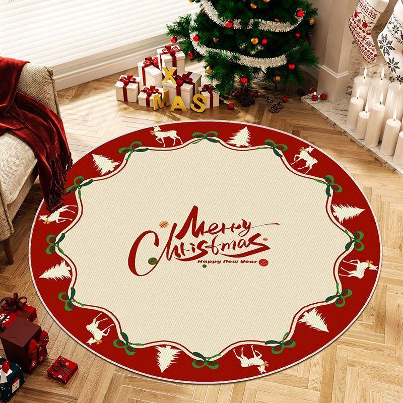 Christmas Imitation Cashmere Carpet Home Living Room Bedroom Atmosphere Christmas Decoration Red Christmas Tree Base Floor Mat