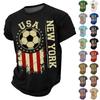Мужская футболка с графическим принтом USA Soccer, с круглым вырезом, коротким рукавом, повседневная, с эффектом потертости