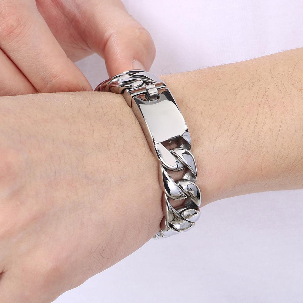Браслет-цепочка из кубинских звеньев из нержавеющей стали для мужчин, 7 разных цветов, мужские браслеты, ювелирные изделия, аксессуары, подарки, ширина браслета 15 мм