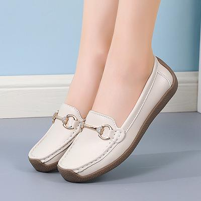 Женские пенни-лоферы с металлической цепочкой без шнуровки на плоской подошве с круглым носком. Удобная модная рабочая деловая обувь. Мокасины из искусственной кожи для женщин.