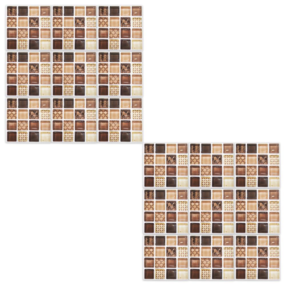 18pcs Simulation Mosaic Tile Wall Stickers Home 10*10cm Waterproof Self-adhesive Bathroom Accessories Decor Hotel Oil Resistant