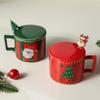 Nordic Christmas Style Mug Christmas Cup Cute Ceramic Cup with Lid Spoon Coffee Cup Gift Souvenir