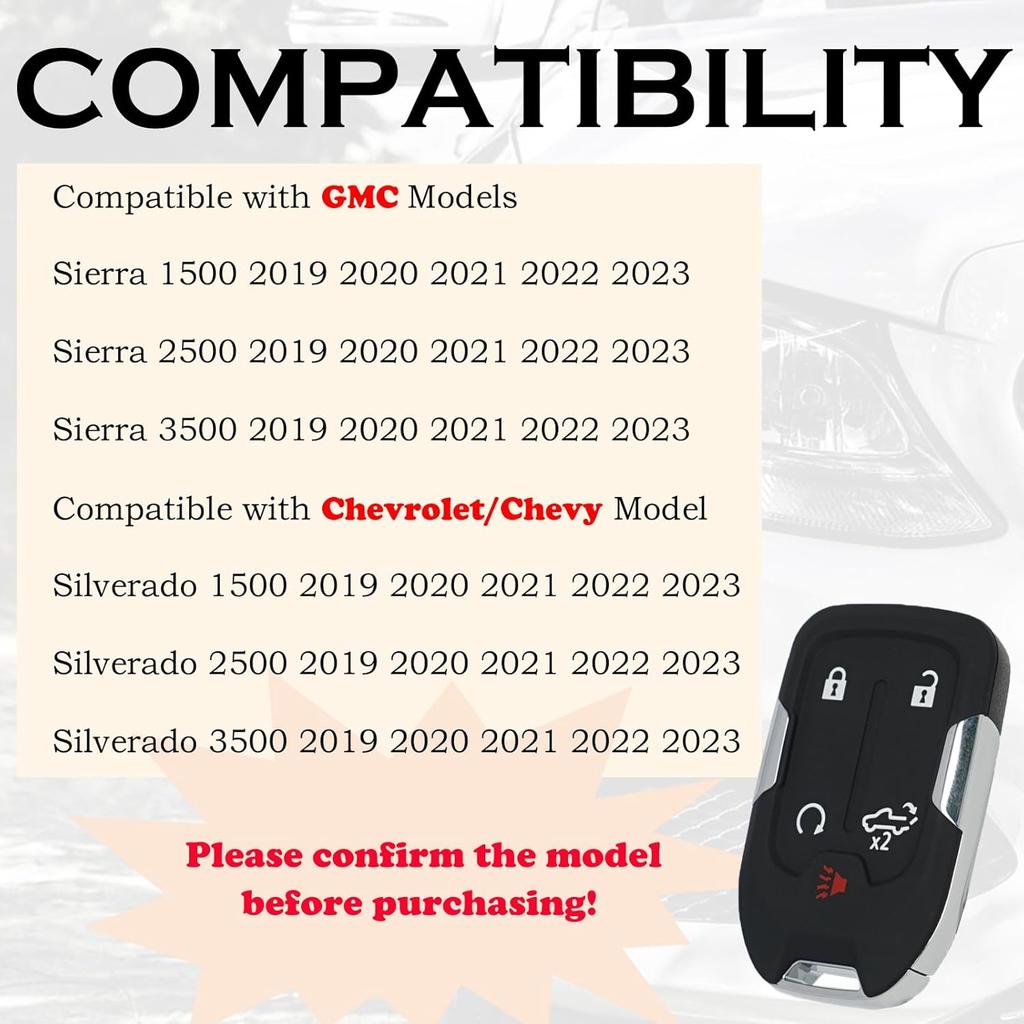 Keyless Entry Remote Control Key Fob Replacement Fits for GMC Sierra 1500 2500 3500      Chevrolet Silverado 1500 2500 3500 HYQ1ES 13522904 13522854