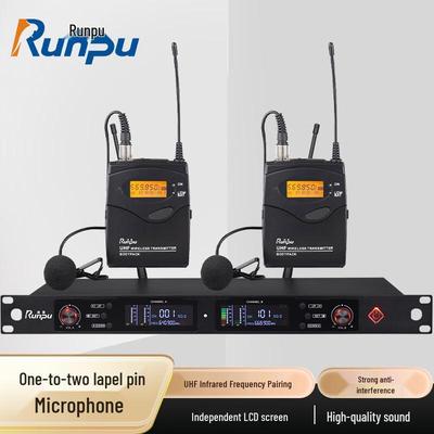 Runpu Профессиональная беспроводная система с двумя петличными микрофонами (Китайская версия)