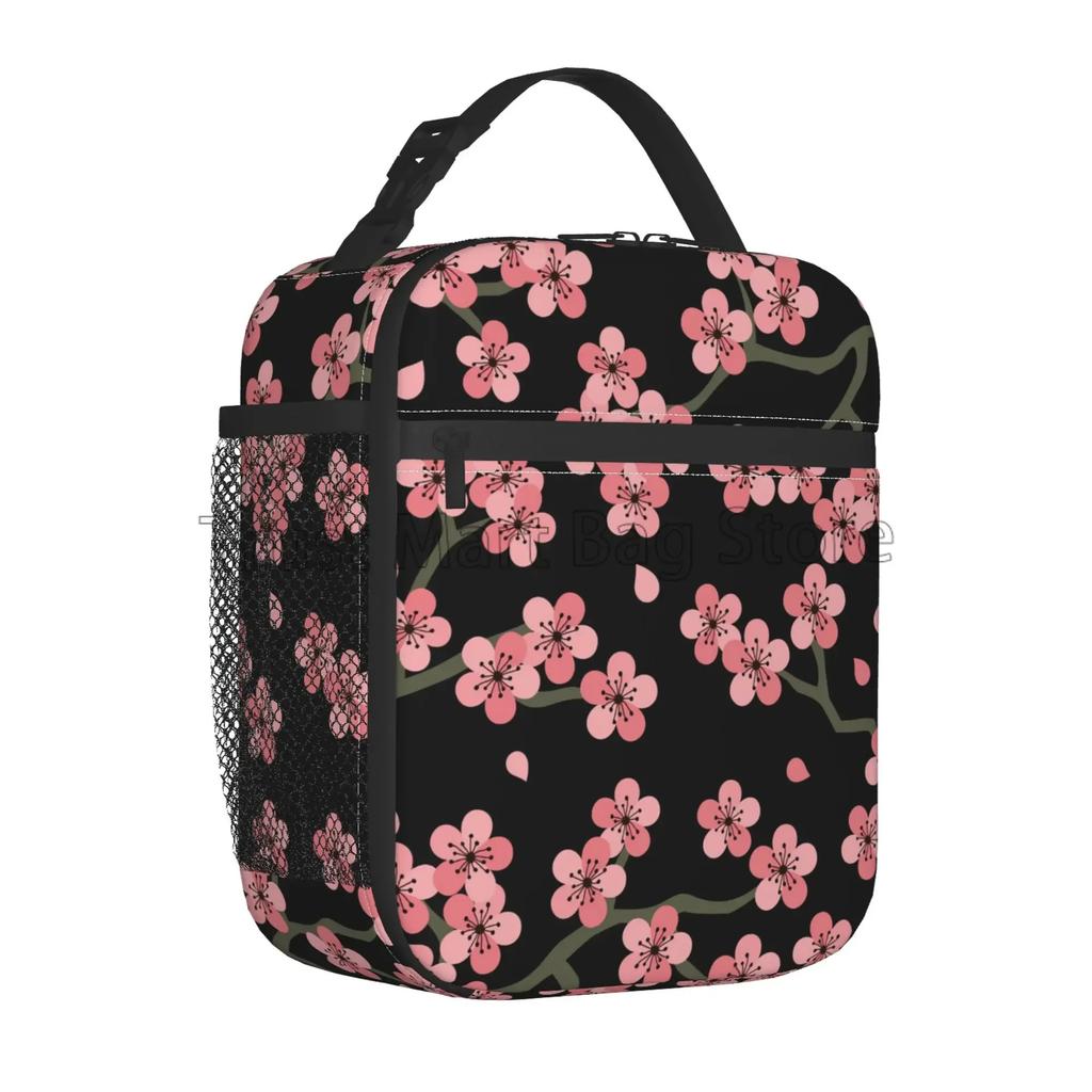 Японская Сакура Цветущая вишня Дерево Изолированная сумка для обеда Многоразовый ланч-бокс для работы Пикник Пляж Герметичный охладитель Bento Tote