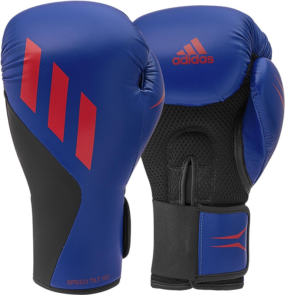 Adidas Боксерские тренировочные перчатки Combat Sports Speed Tilt 150, 8 унций, SPD150TG, Королевский/Матовый черный/Солнечный,