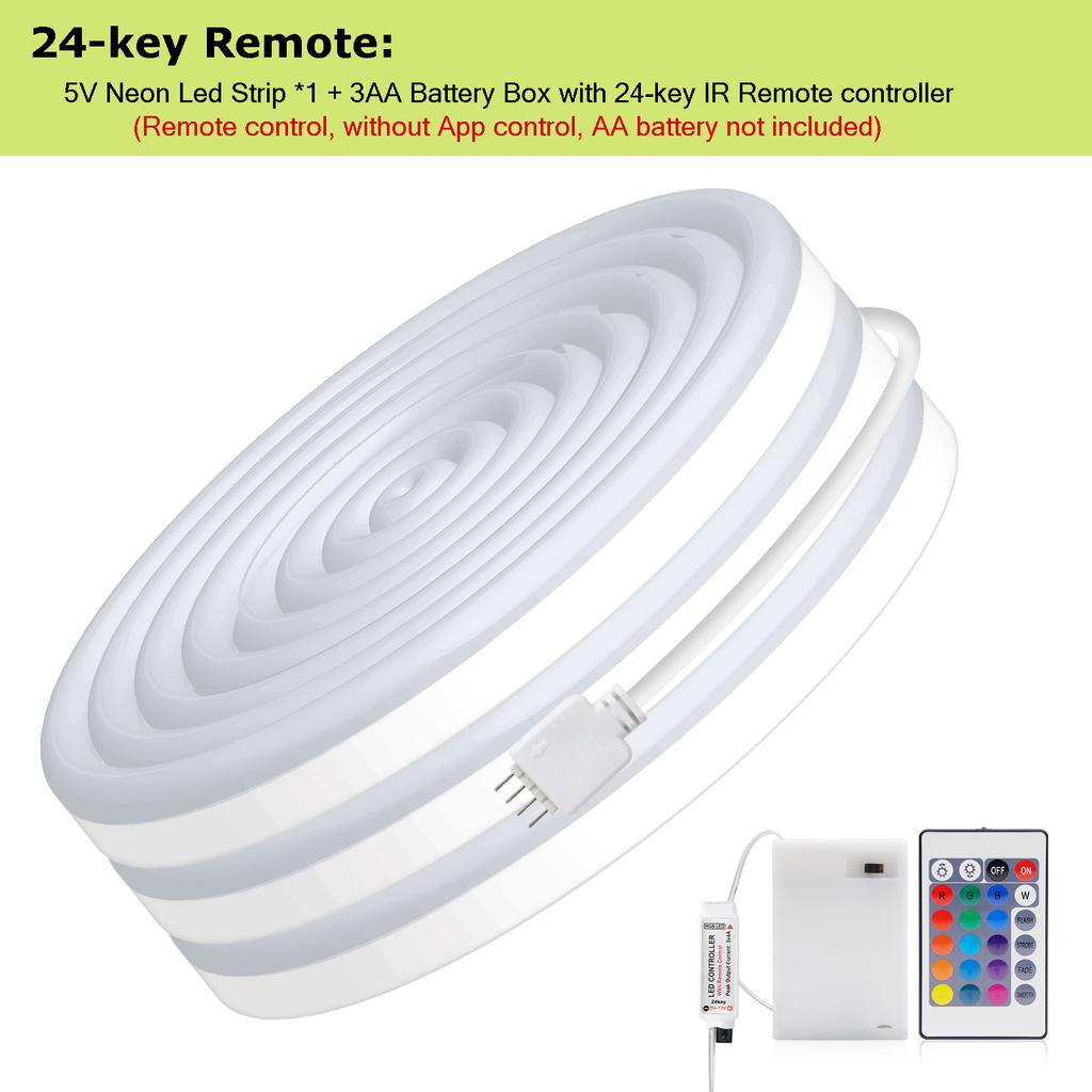 3AA Battery Box RGB Neon LED Strip Light 5V 108LEDs/M Waterproof Bluetooth APP Remote Control Flexible DIY Neon Sign Home Decor