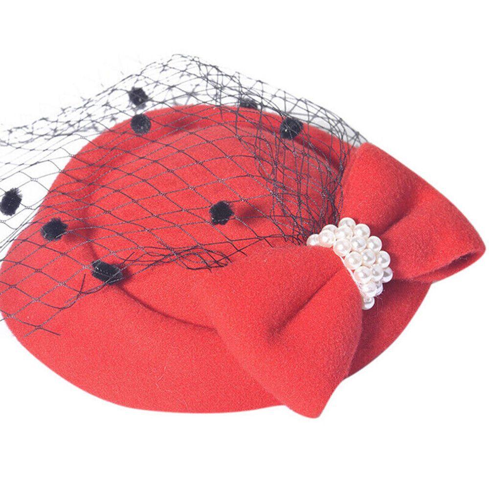 Hats Retro Hairclip Bowknot Veil Bridal Headdress Womens Vintage Hat Fascinator Hair Pillbox Hat