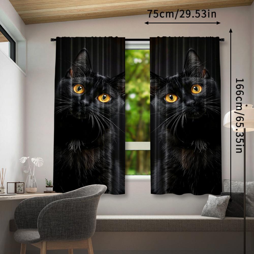 2 Pieces Rustic Animal Cat Curtains: Decorate Your Windows with Digital Printed Polyester Curtains - Suitable for Living Room,