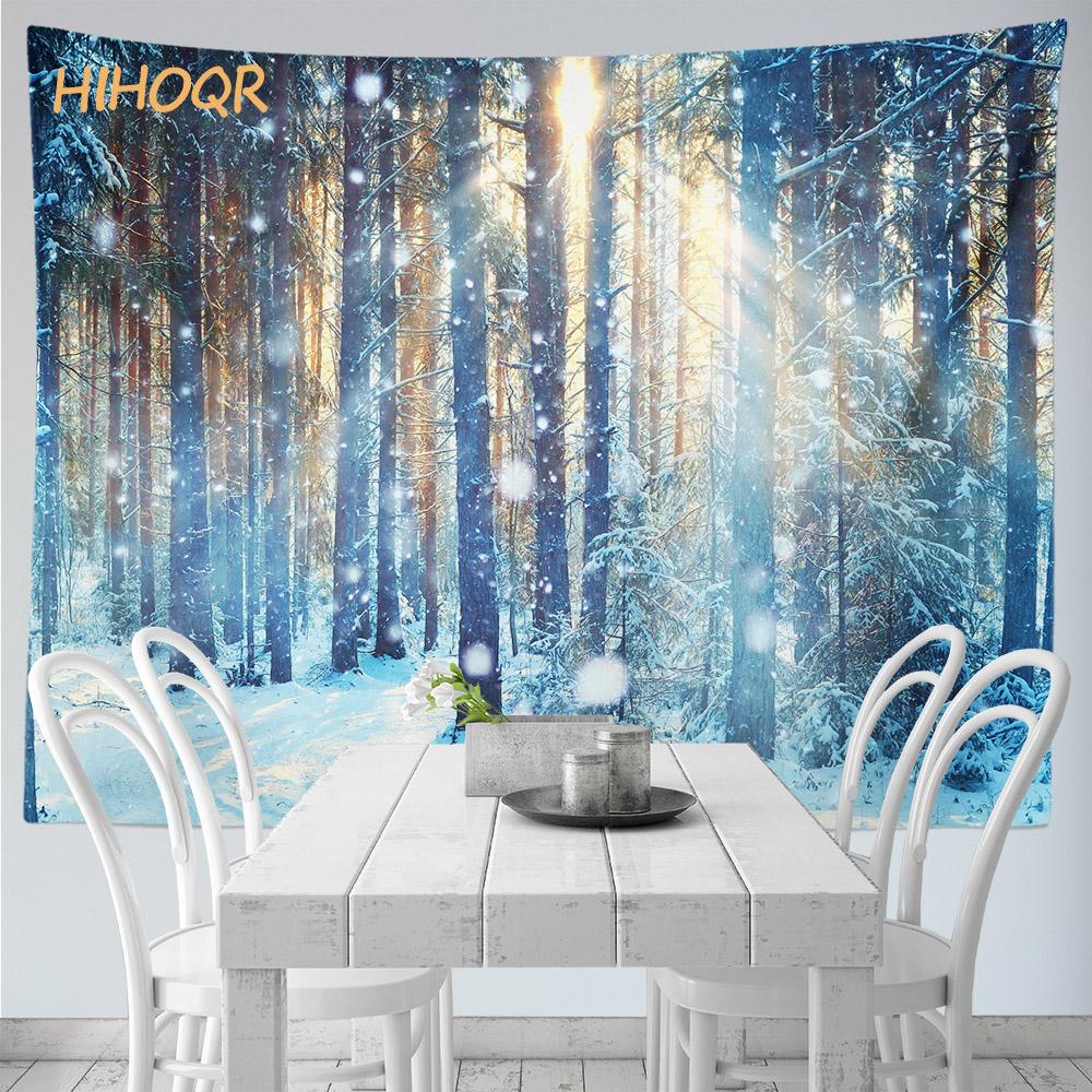 Рождественский гобелен настенный Санта-Клаус Рождественская снежная сцена гобелен на окно Эстетический декор комнаты украшение для дома и праздника
