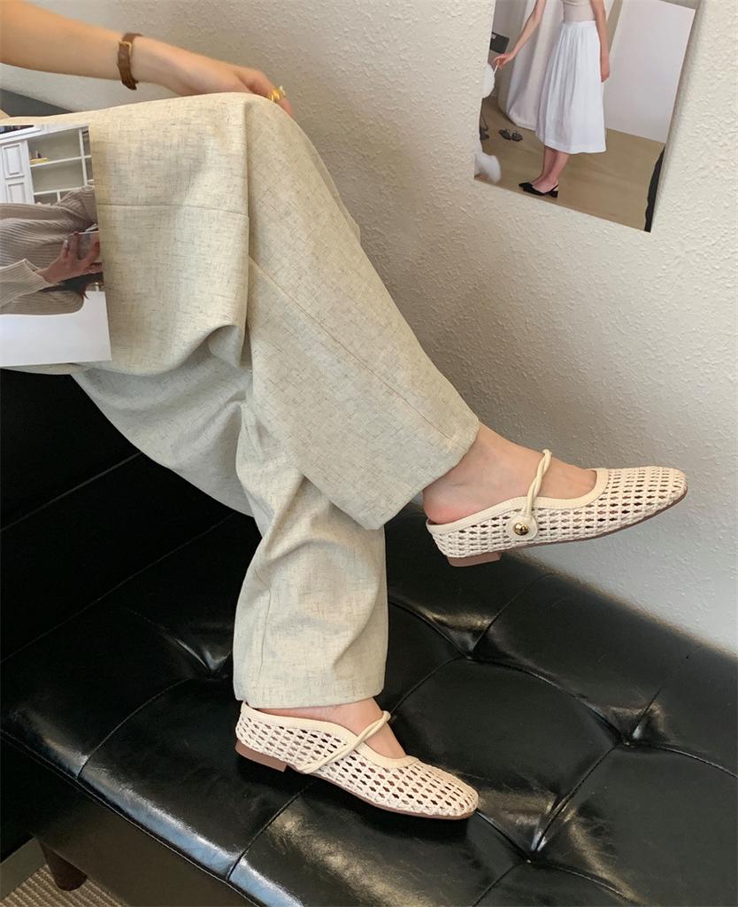 Туфли-платформы на низком толстом каблуке, одинарные туфли, французские плетеные ажурные туфли Мэри Джейн, женские летние ретро сандалии с отверстиями, женские
