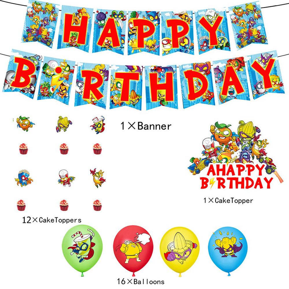 Набор воздушных шаров для украшения дня рождения Superthings, 30 шт., с баннером, топперами для торта