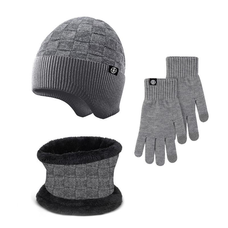 Autumn and Winter Men's Two Piece Men's Hat Neutral Warm Knitted Skull Wool Hat Soft Skiing