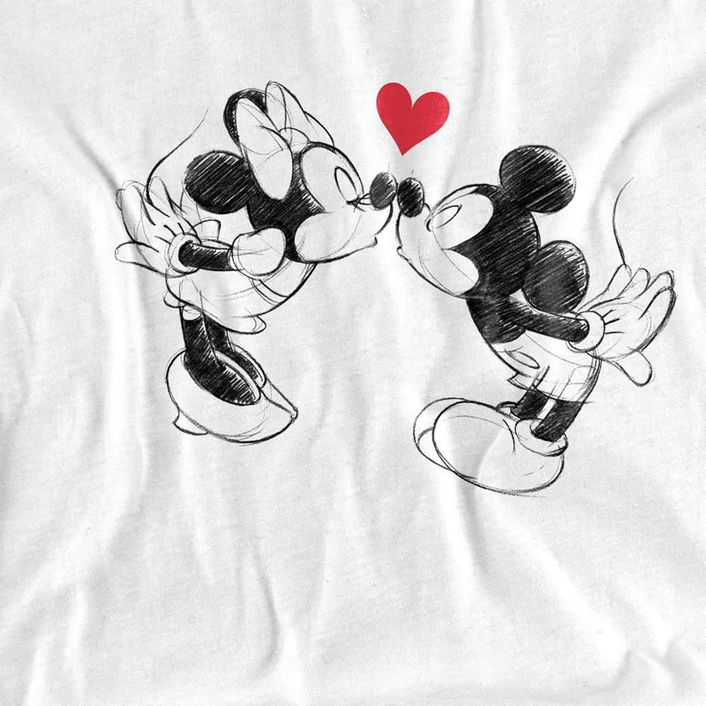 Disney Унисекс футболка для взрослых с эскизом поцелуя Микки и Минни Маус на День святого Валентина