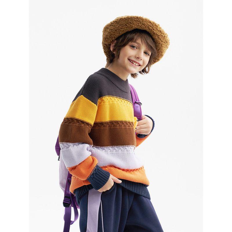[Vip][Vip]Mqd Children's Clothing Boys' Sweater Knitwear Spring and Autumn New Style Children's Colorful Striped Half-Turtleneck Sweater