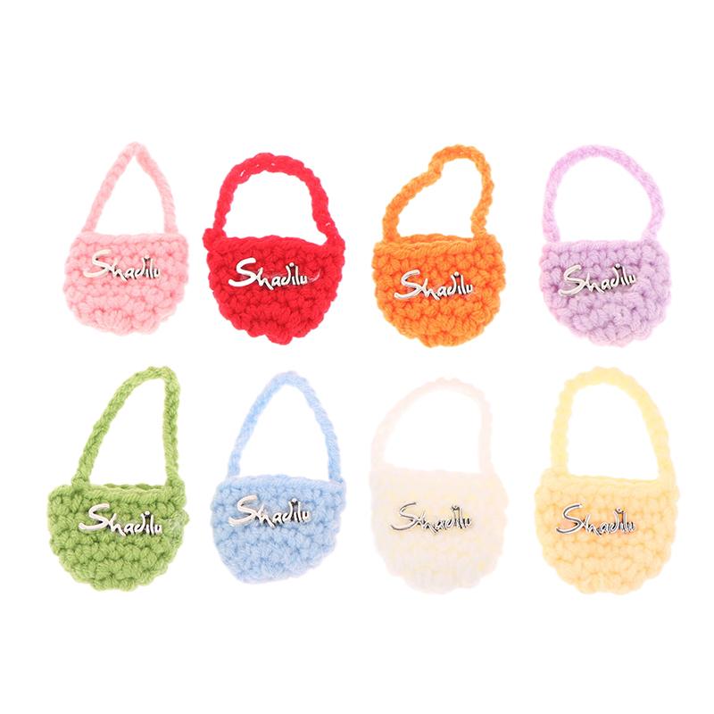1:12 Мини Плетеная Сумка через Плечо Милая Вязаная Шерстяная Сумка Через Плечо Кукольный Домик Игрушки Аксессуары