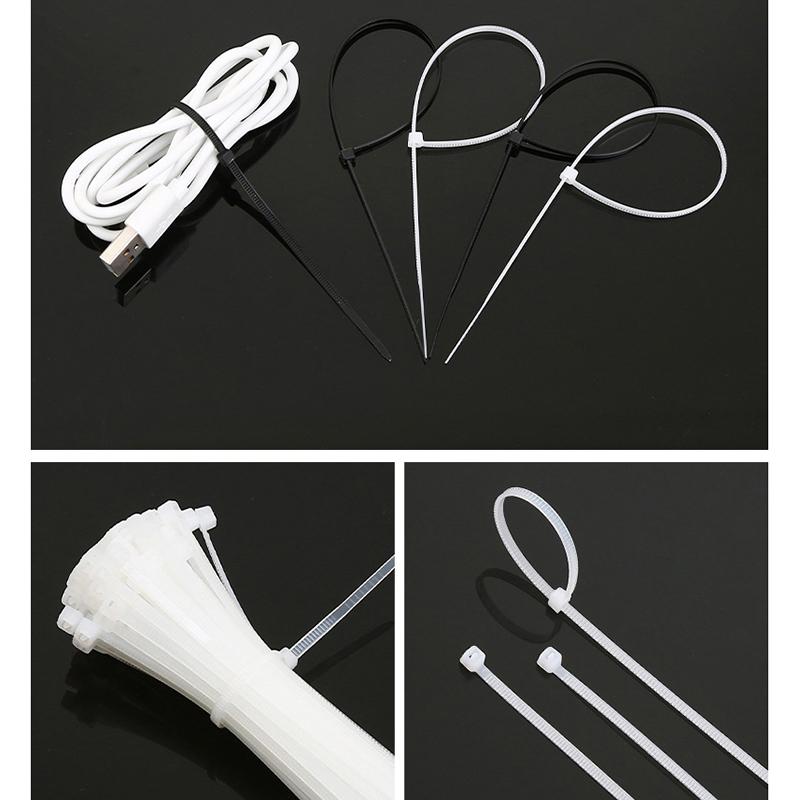 100 шт. нейлоновых кабельных стяжек, самоблокирующиеся стяжки для шнуров, регулируемые ремни для кабелей, крепежные петли для домашнего офиса, стяжки для проводов