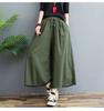 Plus Size Women Cotton Linen Pants Retro Pockets Loose Pants Woman Solid Elastic Waist Trousers Female