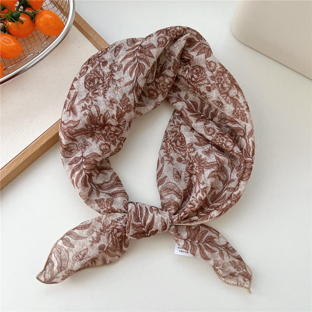 Korean-Inspired Cotton Linen Silk Scarf - Elegant, Simple, High-End Neckerchief for Spring & Autumn