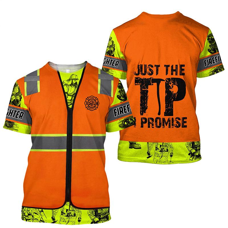 Футболка мужская с рисунком Пожарный Графический 3D Принт Футболки большого размера с О-образным вырезом Модный повседневный дышащий топ с коротким рукавом