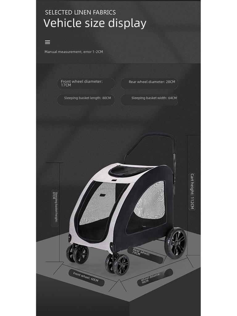 Lightweight, Foldable Pet Stroller for Medium & Large Dogs, Elderly Dogs, Cats, and Mobility Aid Users