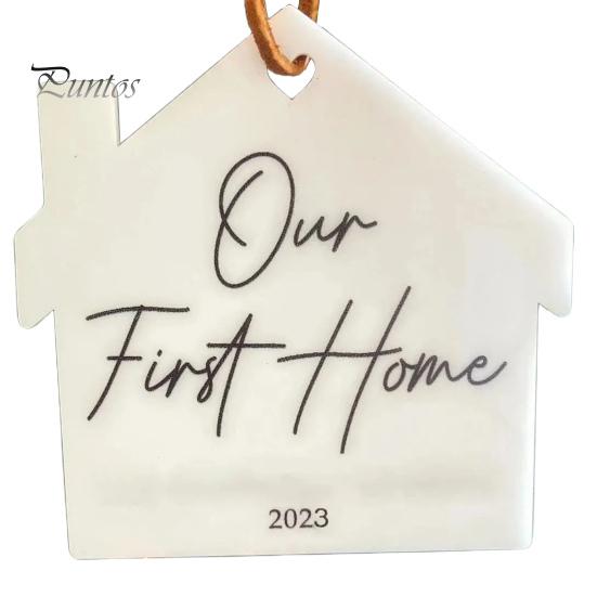 Кулон «Первое Рождество в нашем доме» Двусторонний принт Круглая форма сердца Гладкие висячие благословения Декоративный подарок на новоселье Украшение окна