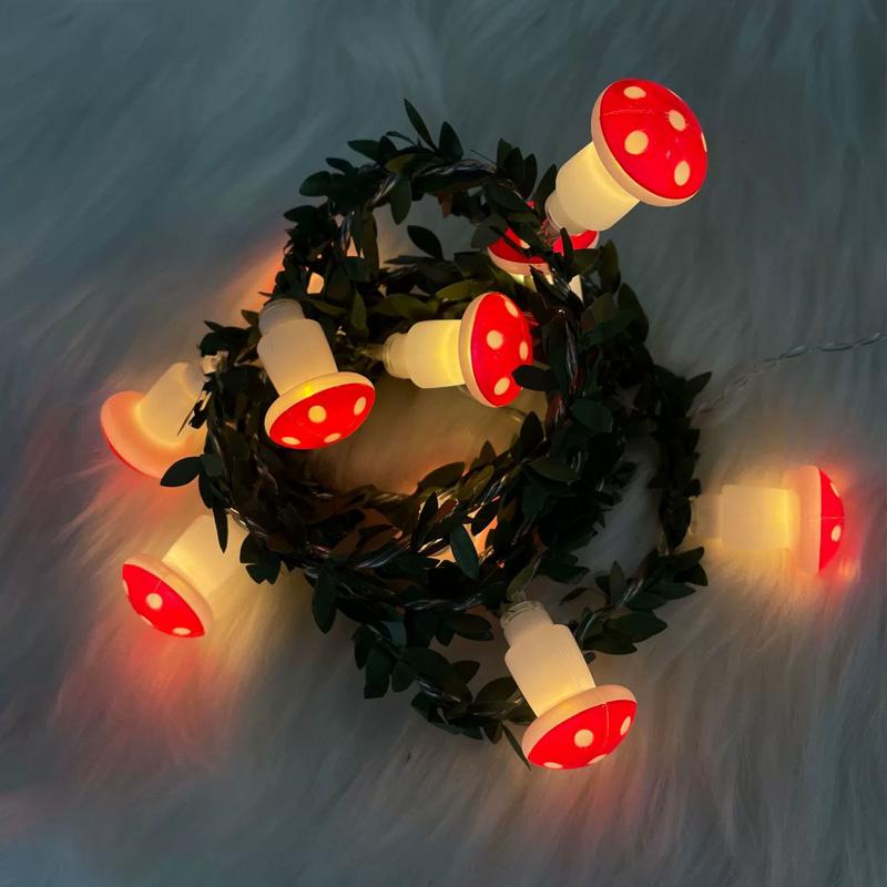 10 светодиодов Светодиодная гирлянда 150 см Сказочные огни Домашнее украшение для вечеринки Гриб Водонепроницаемый Теплый белый Работает от батареек Гирлянда