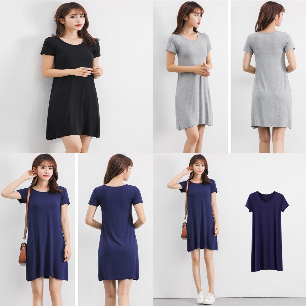 Женское летнее повседневное платье-сарафан с коротким рукавом, мини-платье-футболка из яркого модала
